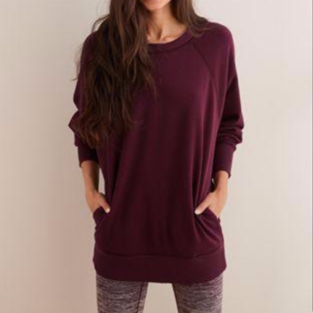 Maroon sherpa lined crew neck from Aerie